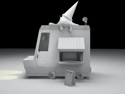 ice cream car  Low-poly 3D model