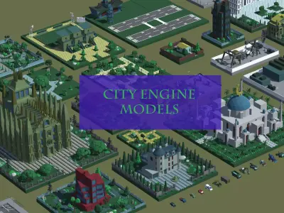 City Engine Low-poly 3D model