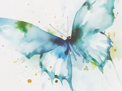 Set of watercolor paintings in frames 3D model