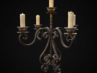 Classic Iron Candelabra  Low-poly 3D model