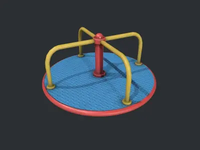 Playground Roundabout - Blue Low-poly 3D model