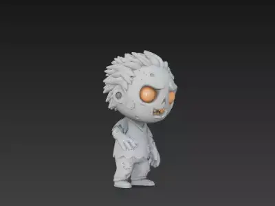 Gray Zombie 3D Model Realistic Halloween Horror Character 3D print model