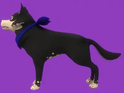 Stylized Black Seberian Husky for Games and Animation  Low-poly 3D model