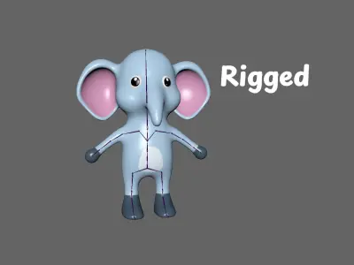 High-Quality 3D Cute Elephant - Animated for Games  Low-poly 3D model