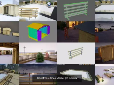 Christmas Xmas Market 3D Model Pack