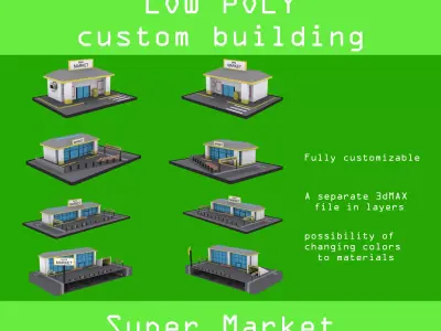 Supermarket low poly pack Low-poly 3D model