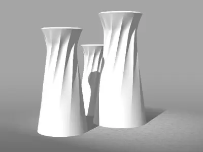 Beautiful elegant white vase with simple line treatment 3D print model