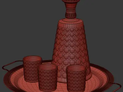 Whiskey decanter with glasses v02  3D model