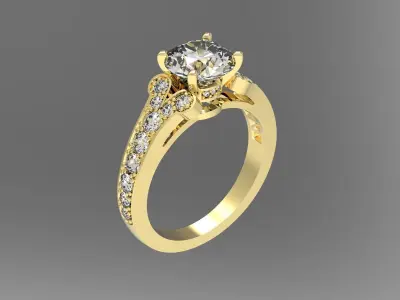 ring 3D print model diamond engagement gold 3D print model