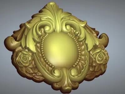 floral door wood carved  3D model