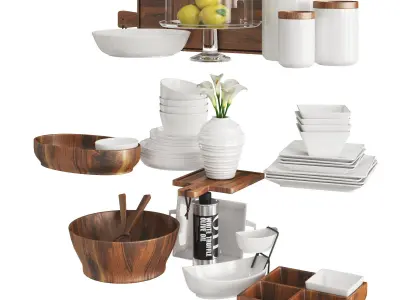 Kitchen Set Wood and White 3D model