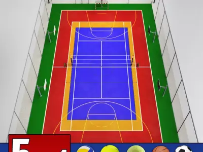 Multi sport court centrum pack 3D model
