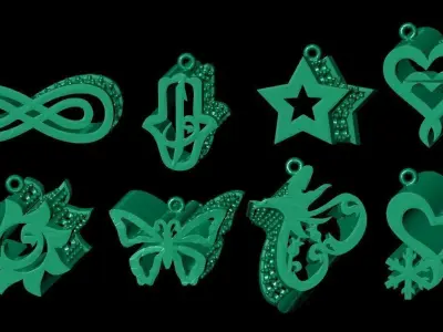 3D necklace 3d  8 models   NEW MODELS  3D print model