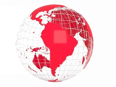 Globe News Skeleton Ruby RED Color 3D model
