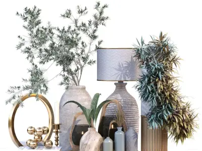 Green decoration object set 222 3D model