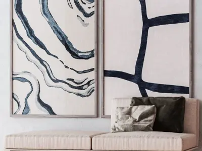 Set of large wall paintings 555 3D model