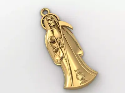  santa muerte holy death small size pendant 3D STL 3DM skull 3D print model