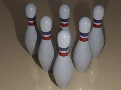 Bowling pin with red and blue lanes Low-poly 3D model