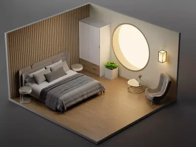 Bedroom isometric interior 3D model