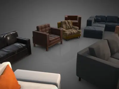 Armchairs Pack Low-poly 3D model