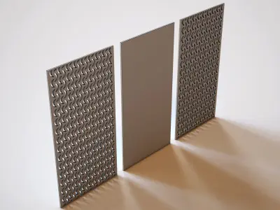 Partition set of three wooden panels 3D model