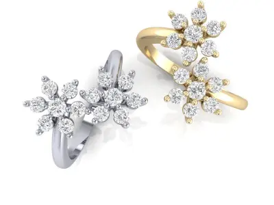 Double flower ring 3D print model