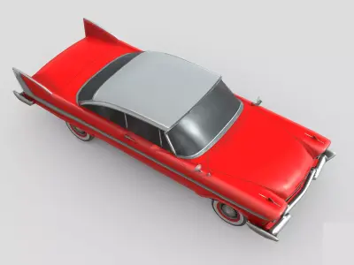 Low Poly Car - Plymouth Fury coupe Christine 1958 Low-poly 3D model