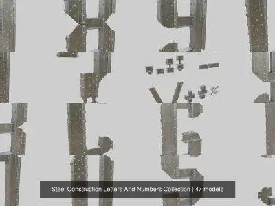 Steel Construction Letters And Numbers Collection 3D Model Pack