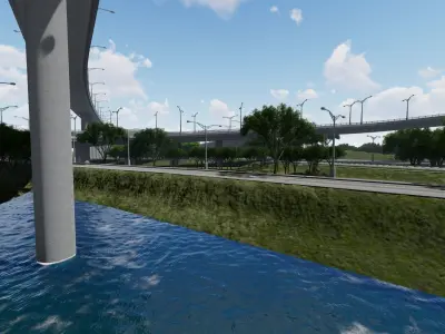 Highway  Road Flyover Low-poly 3D model