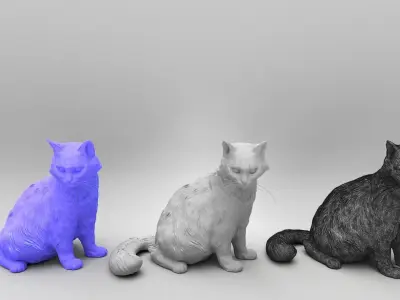 Fluffy cat 28 Low-poly 3D model
