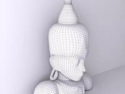 Large Carved White Buddha Head 3D model