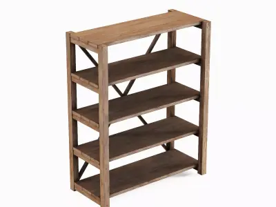 Wide Pottery Shelf B 05 Low-poly 3D model