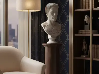 Marble Bust Bearded Philosopher Classical Sculpture Modern Twist Low-poly 3D model