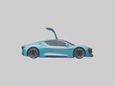 Electric Supercar with Automatic Doors model Low-poly 3D model
