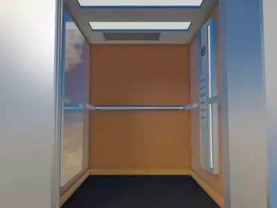 Elevator and door Low-poly 3D model