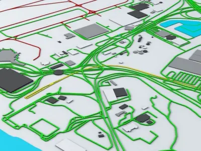 Istanbul Ataturk TAV Airport Roads Buildings and Public Trans 3D model