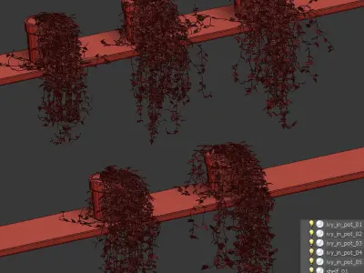 Ivy in pots on the shelves - 5 models 3D model