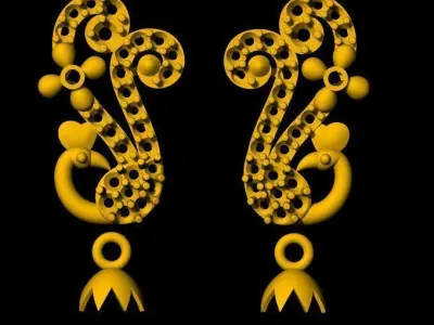 Peacock Earring 3dm file  3D print model