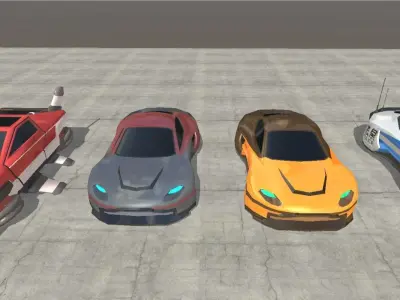 VR Low Poly SCI Fi Police car sci fi Taxi car pack ready  Low-poly 3D model