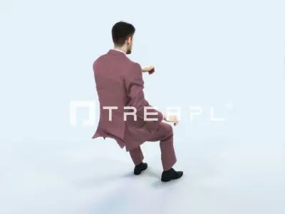 Posture 20F Driver Driving Sitting Elegant Business Man Low-poly 3D model