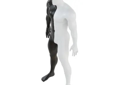 Male abstract mannequin white with black color 89 3D model
