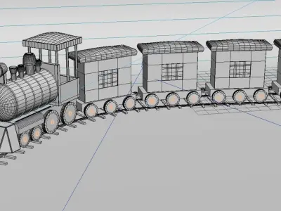 Train wooden 3D model