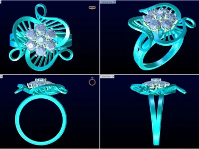  Mesh flower ring - Italian rings - Womens Rings - N6581 3D print model