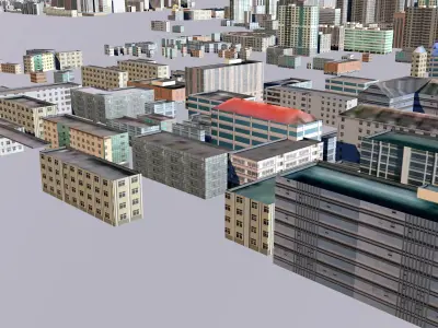Modern urban highrise buildings building ancillary buildings 3D model