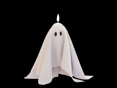 Halloween Ghost Candle with Animated Fire 3D model