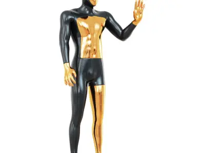 Faceless male mannequin with a gold face 53 3D model