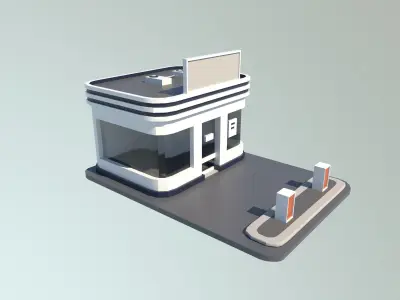 gas station Low-poly 3D model
