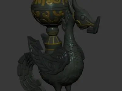 Bronze decoration - dragon statue 3D model