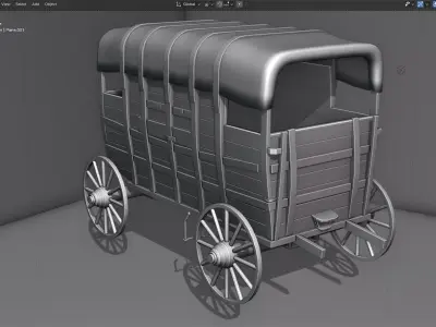 Realistic Covered Wagon 3D model