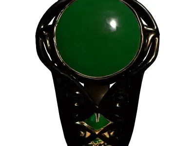 Ornate Gold Jade Gemstone Ring Low-poly 3D model